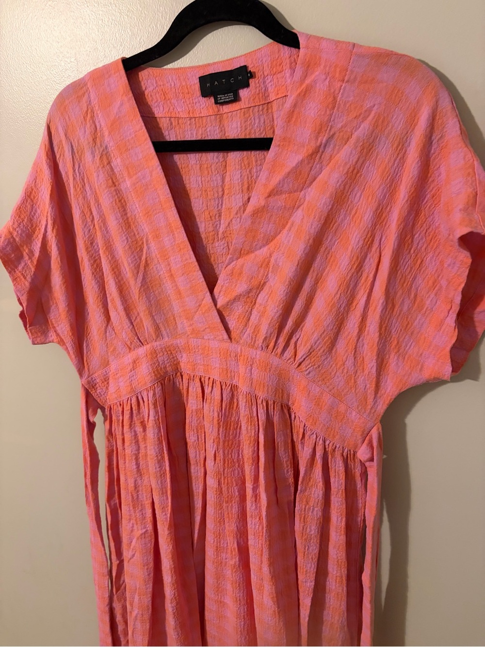 Hatch maternity Carolina dress sunrise gingham pink 2 medium - Picture 4 of 6